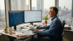 Operations manager at digital twin workstation