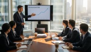 Executive leading strategy meeting for transformation