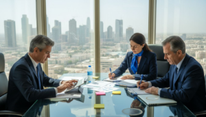 Executives discuss digital strategy in Gulf office