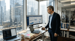 CTO reviewing enterprise software dashboard