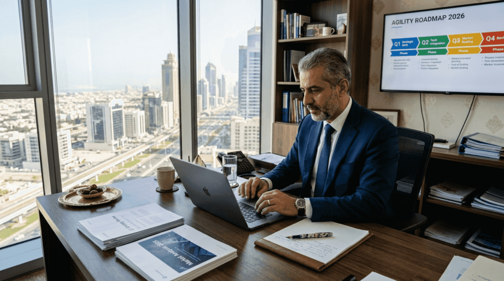 Executive reviewing business agility strategy