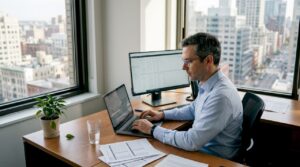 IT manager viewing CX platform dashboard