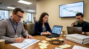 Government IT team working on ERP tools