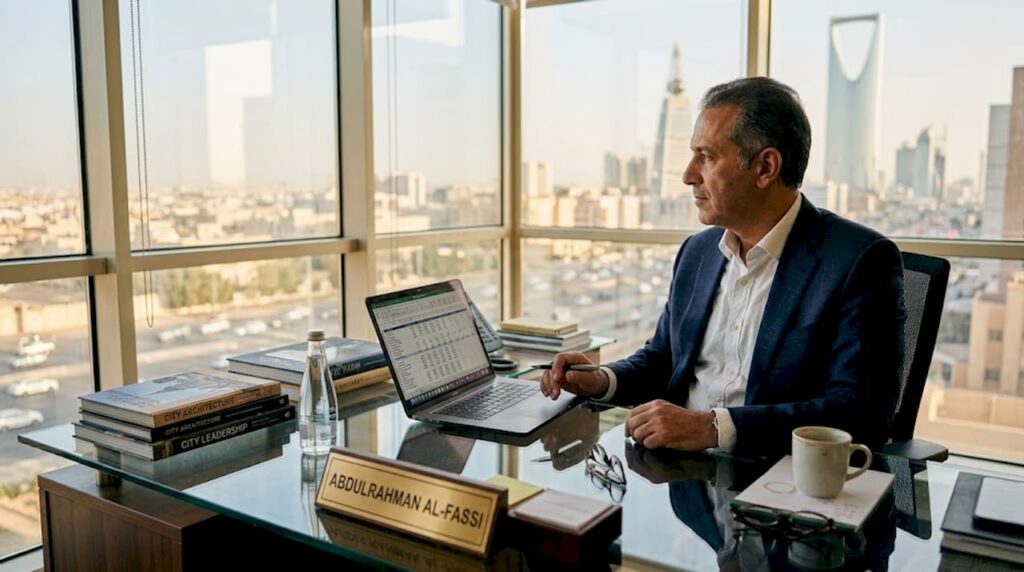 CEO reviewing data governance in office