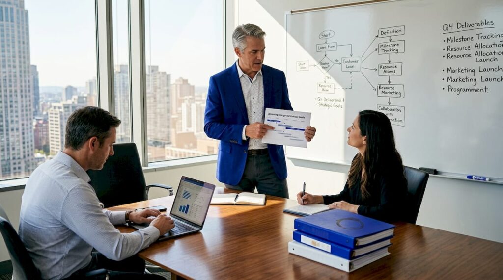 Executive leading digital transformation meeting