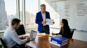 Executive leading digital transformation meeting