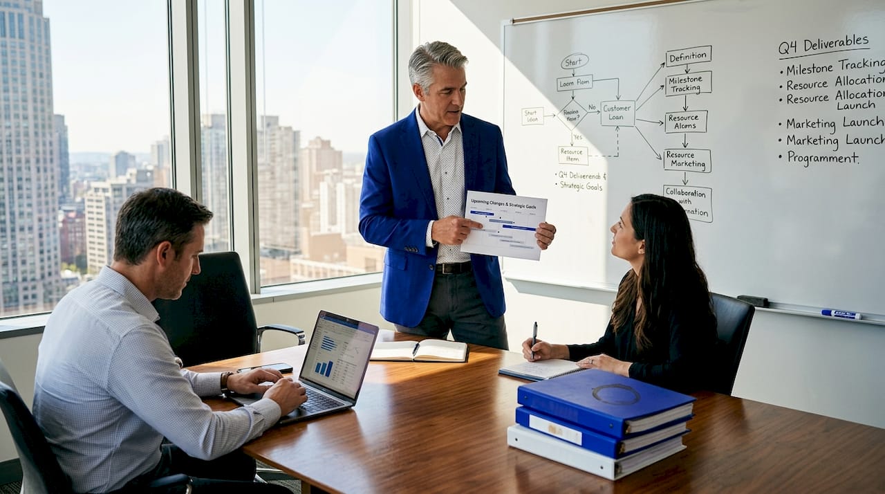 Executive leading digital transformation meeting
