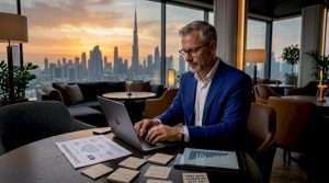 CIO working on cloud strategy in conference room