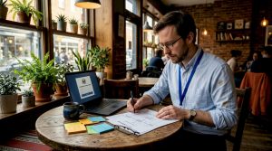 Government IT analyst reviewing digital process workflow