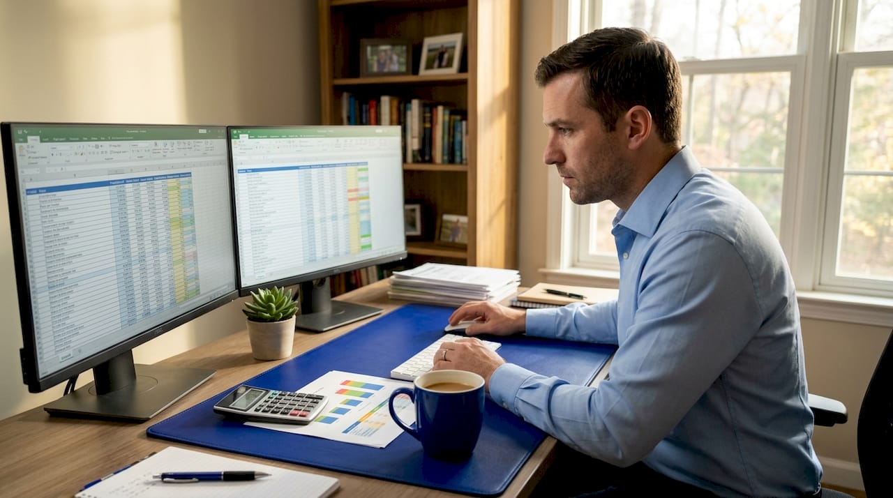 Project manager reviewing cost estimation data