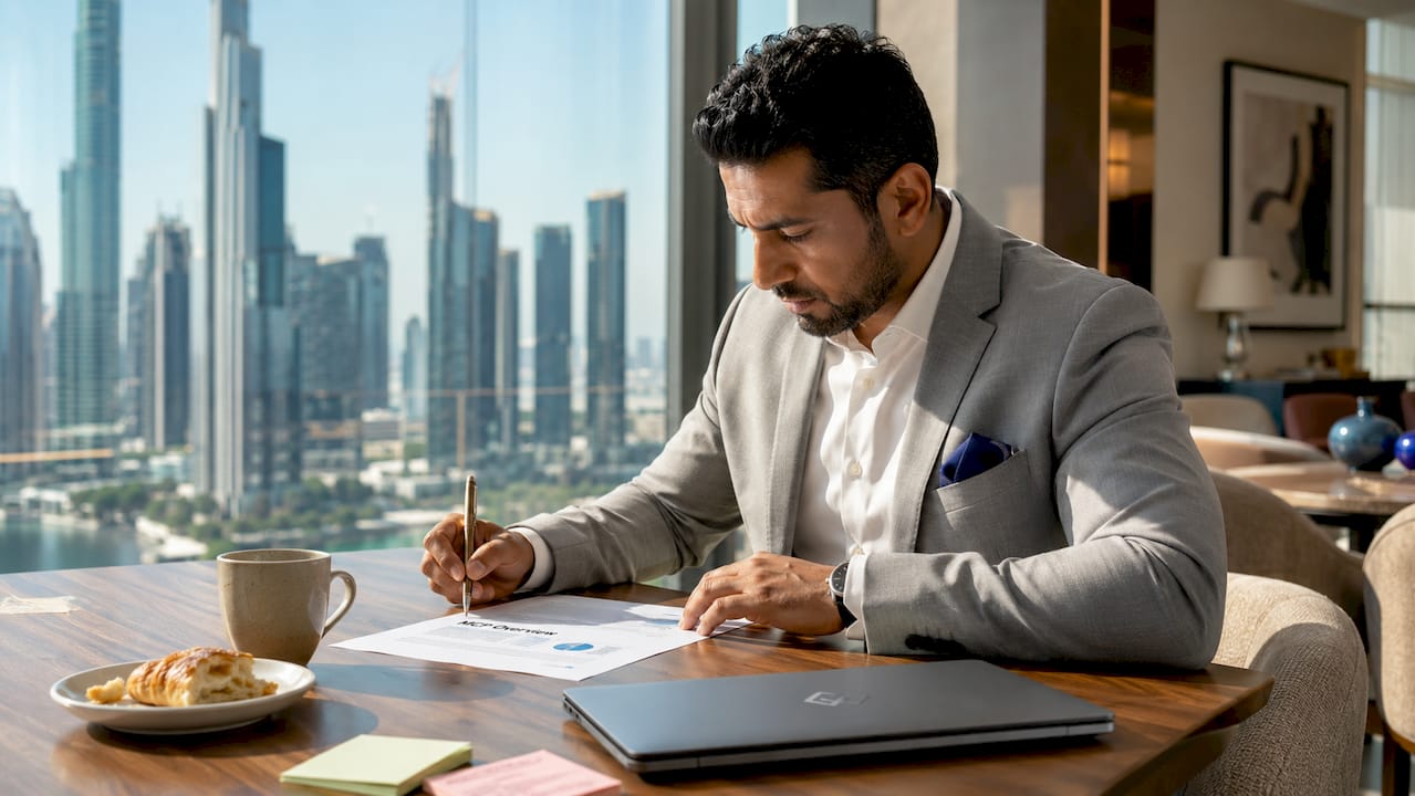 Business leader reading MCP protocol document in office
