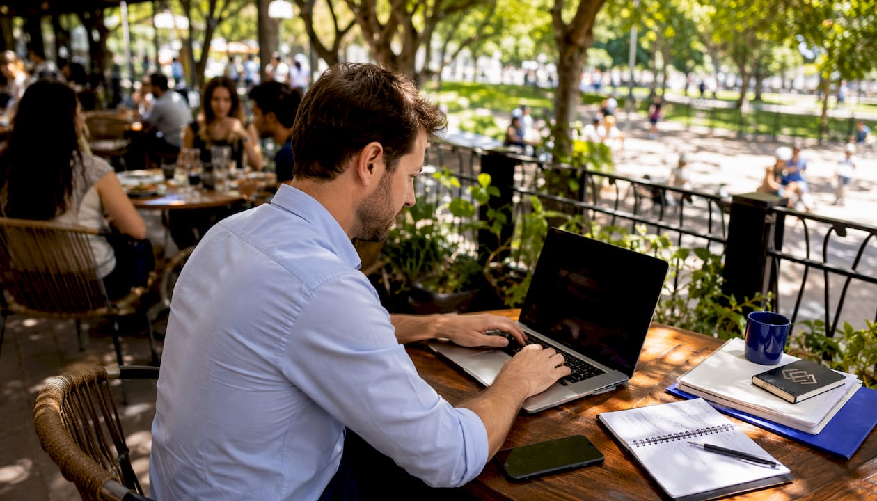 IT manager working on digital tools in office