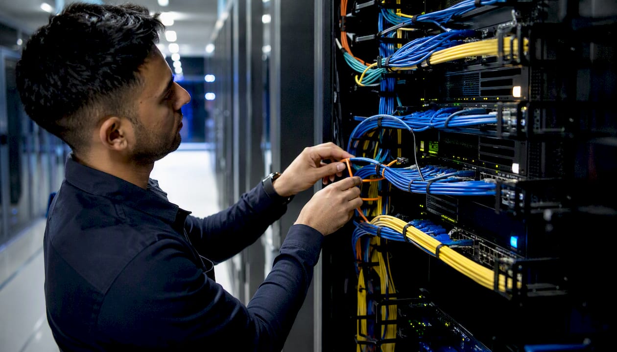 Connecting network cables in UAE data center