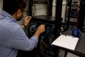 Person setting up secure network device
