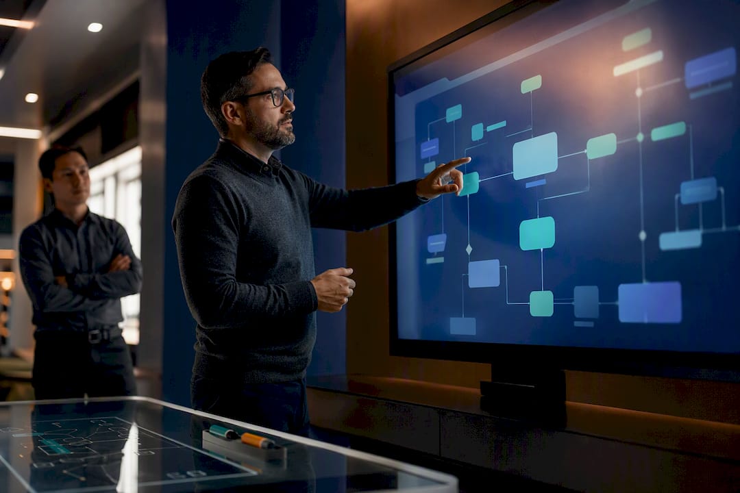 Enterprise team reviewing an AI agent workflow