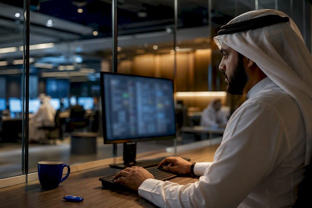 Bank analyst reviewing transaction audit trail