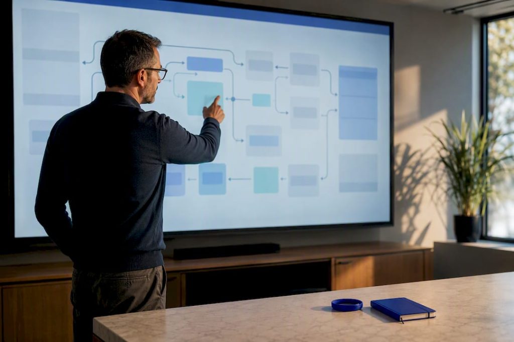 Architect reviewing enterprise integration architecture