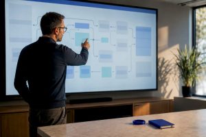 Architect reviewing enterprise integration architecture