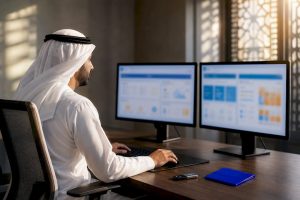 Finance lead reviewing electronic invoice exchange