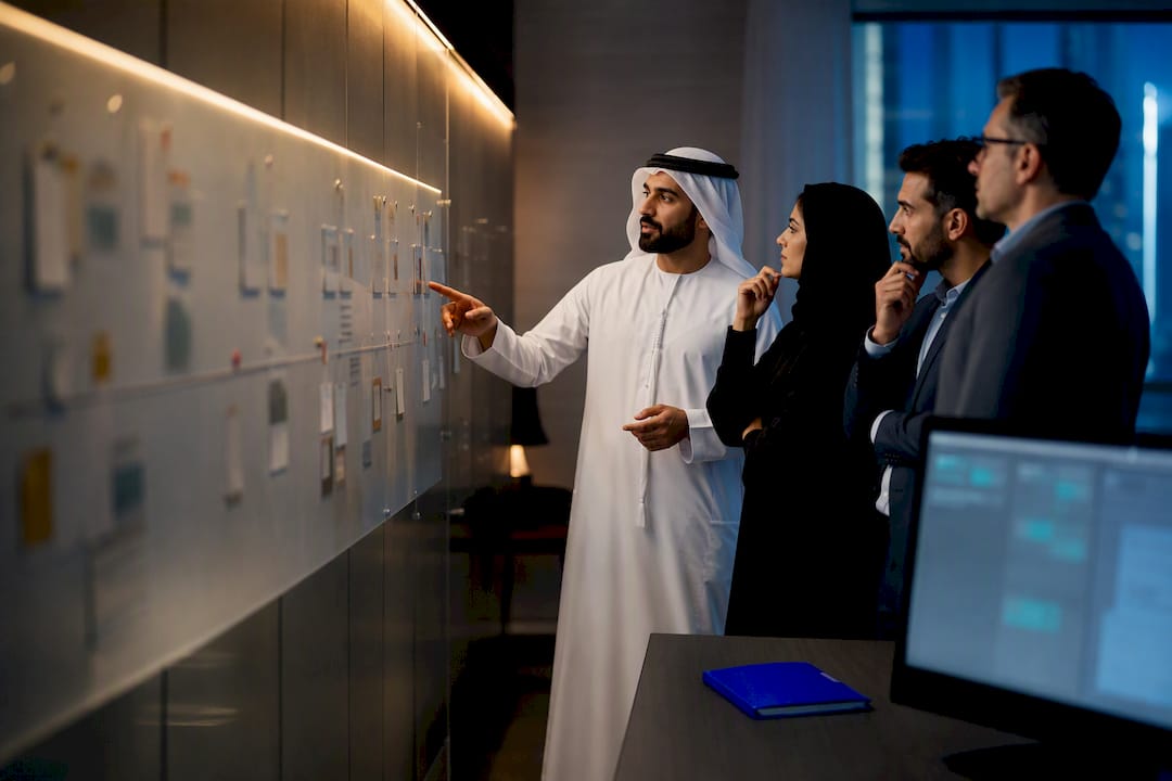 UAE team reviewing ERP implementation timeline