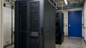 Secure server cabinet in an enterprise infrastructure room