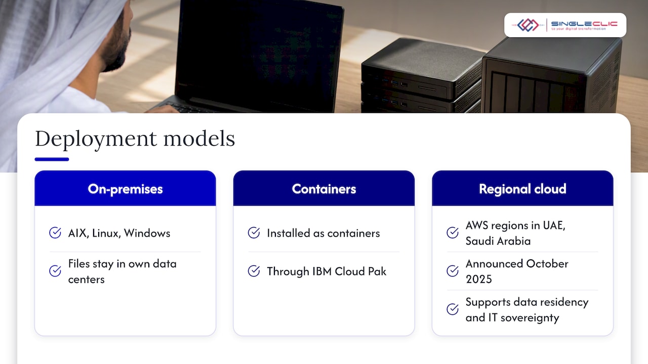 Deployment: on premise, containers or regional cloud — overview diagram