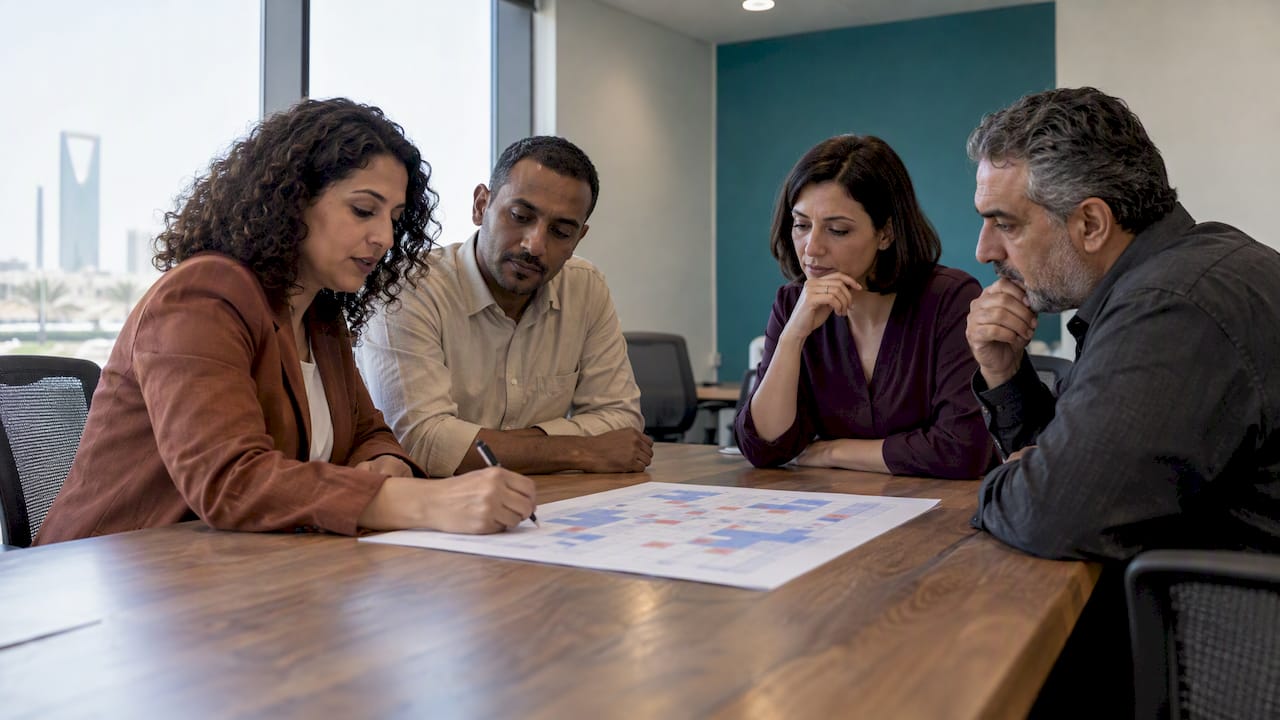 Finance and audit leads reviewing a duty conflict matrix
